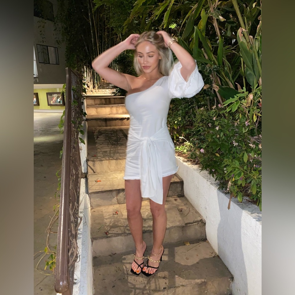 runaway one shoulder linen dress - Picture 3 of 8